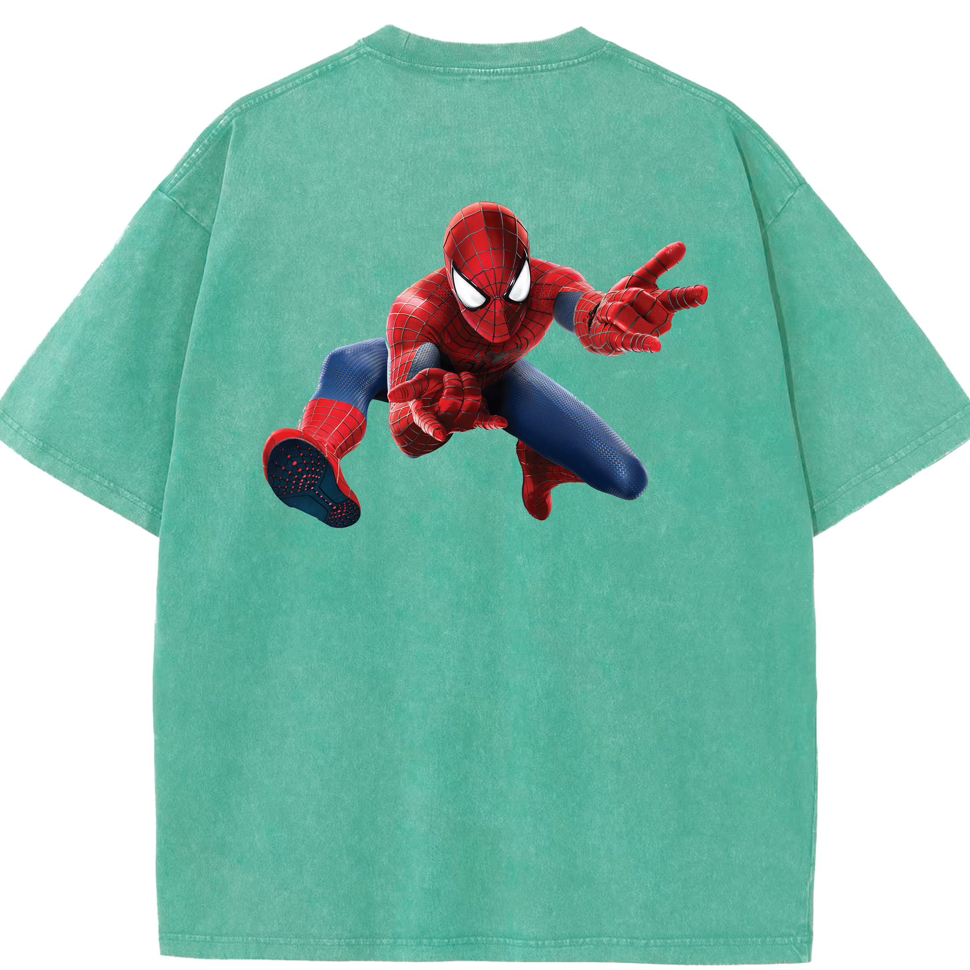 （画像用） Spider Man スパイダーマン 綿100% ヴィンテージ風 半袖Tシャツ（背面プリント）